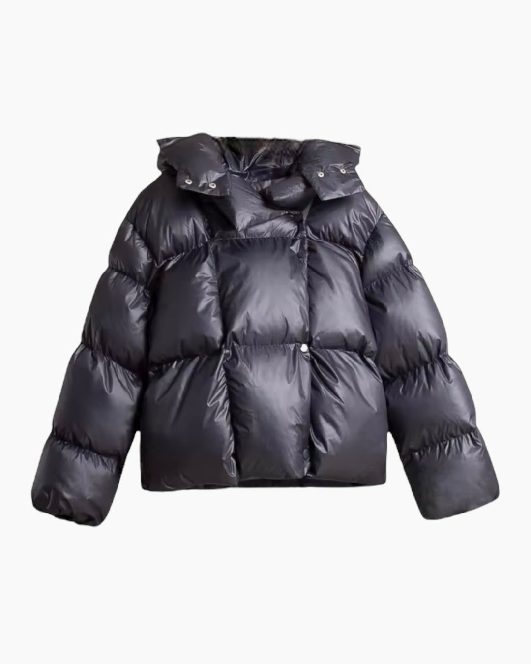 Kort Oversize Puffer Jakke - Mørkegrå / S - Jakker - Khaia