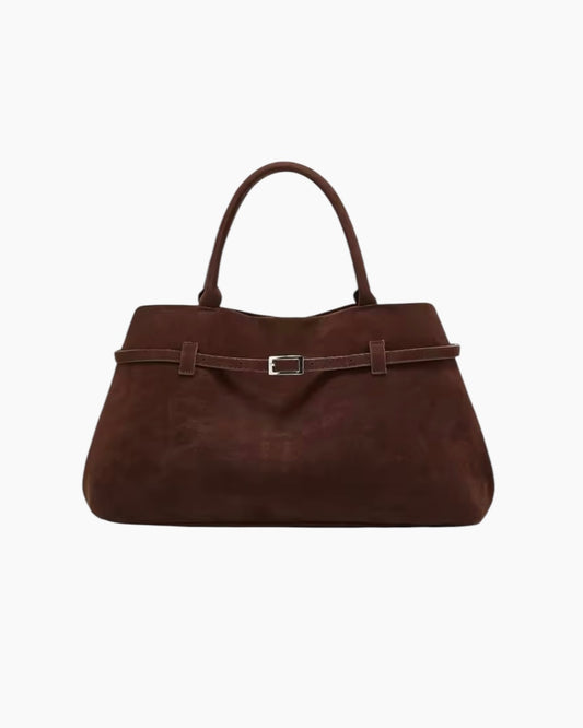 Olga Taske - 38 cm (vegansk ruskind) - Mørkebrun - Håndtasker - Khaia