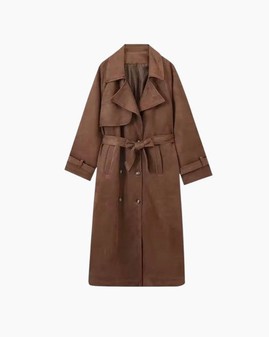 Trenchcoat i imiteret ruskind