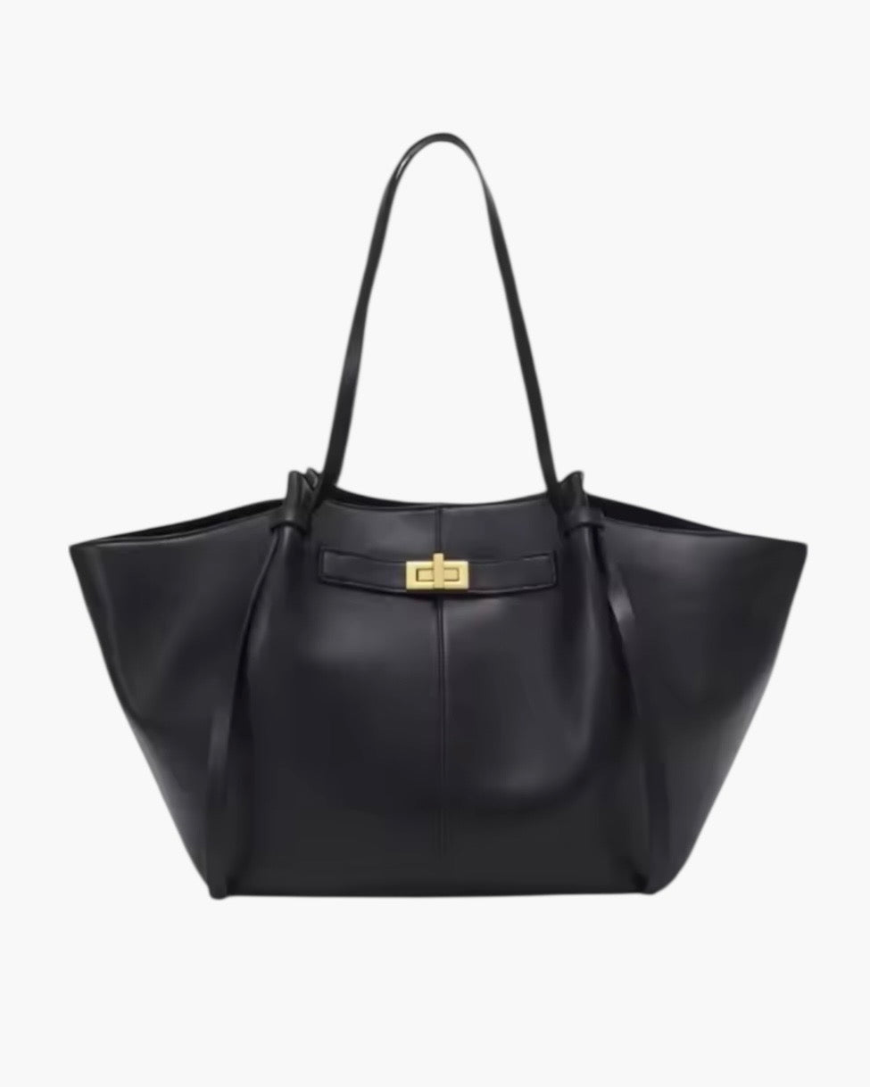 Trapez skuldertaske med guld spænde