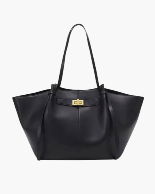 Trapez skuldertaske med guld spænde