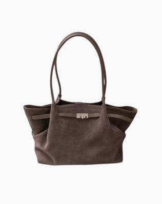 Stella Taske - Ruskind & Læder - Gråbrun - Håndtasker - Khaia