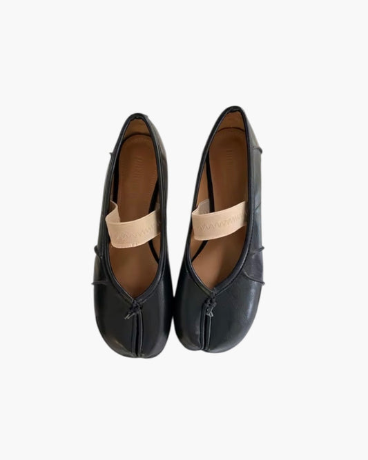 Tabi split-toe ballerinaer med elastisk bånd