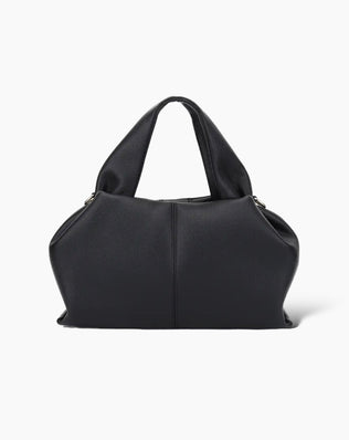 Patricia Taske - Stor i elegant sort design med rummelig konstruktion, dobbelte haandtag og crossbody-rem. Stilfuld taske med praktisk form og minimalistisk udtryk, perfekt til hverdagsbrug. Tasker, Patricia, Laedertasker (vegansk), Bestsellers