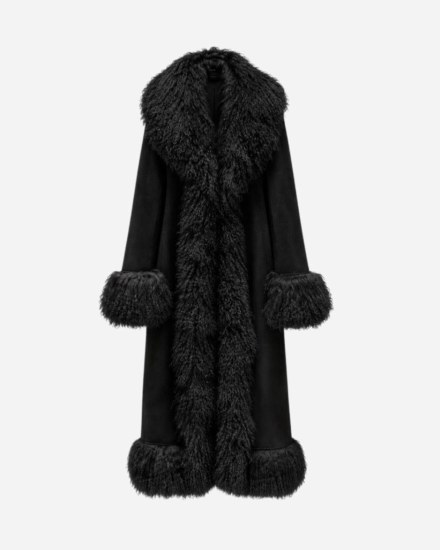 Lang shearling pelsjakke