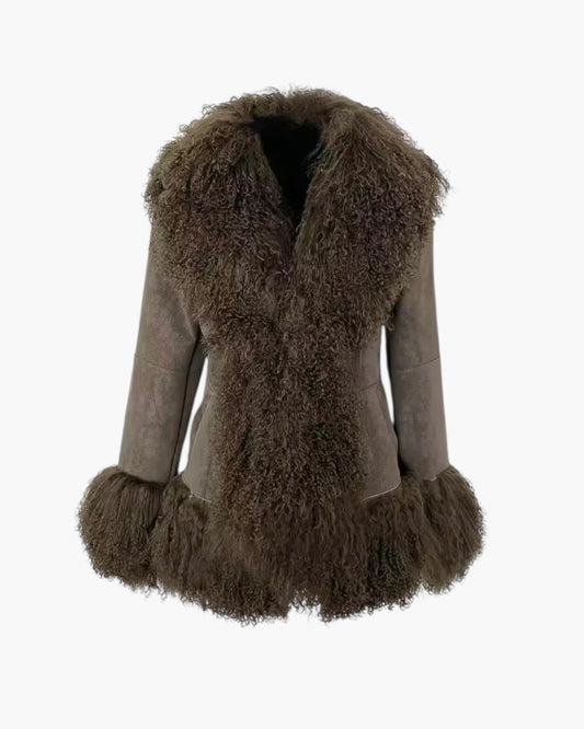 Kort shearling pelsjakke