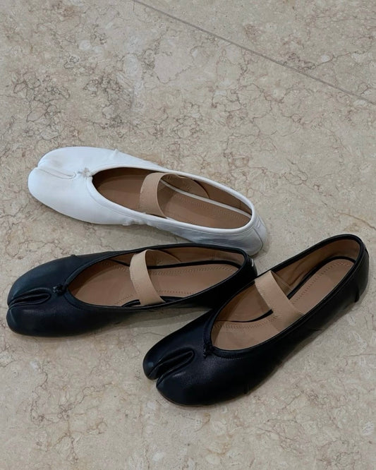 Tabi split-toe ballerinaer med elastisk bånd