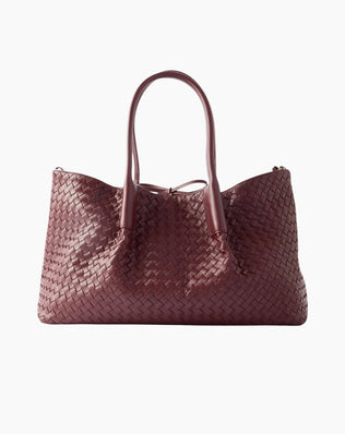 Flora Flettet Taske - Stor - Mørkerød - Shoppere - Khaia