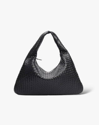 Jessica Flettet Taske - 50 cm - Sort - Skuldertasker