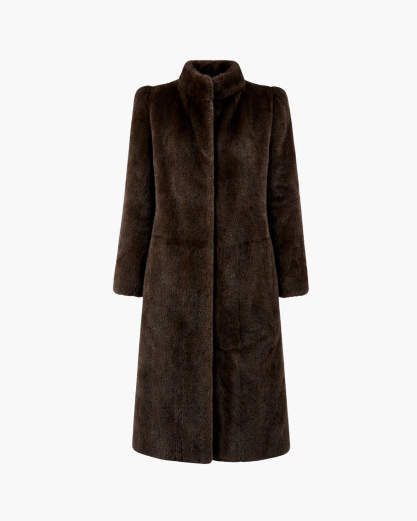 Lang faux fur mink jakke