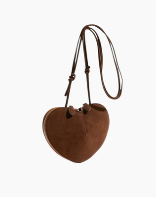 Hjerte taske - Vegansk ruskind - Brun - Små tasker - Khaia