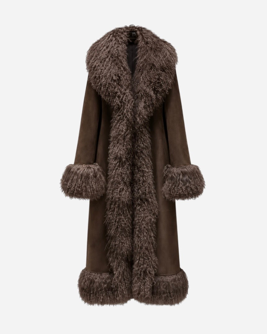 Lang shearling pelsjakke