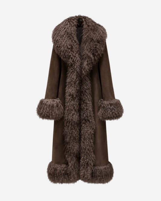 Lang shearling pelsjakke