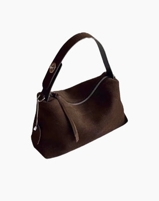 Evelyn Taske - Ægte ruskind - Mørkebrun - Små tasker - Khaia