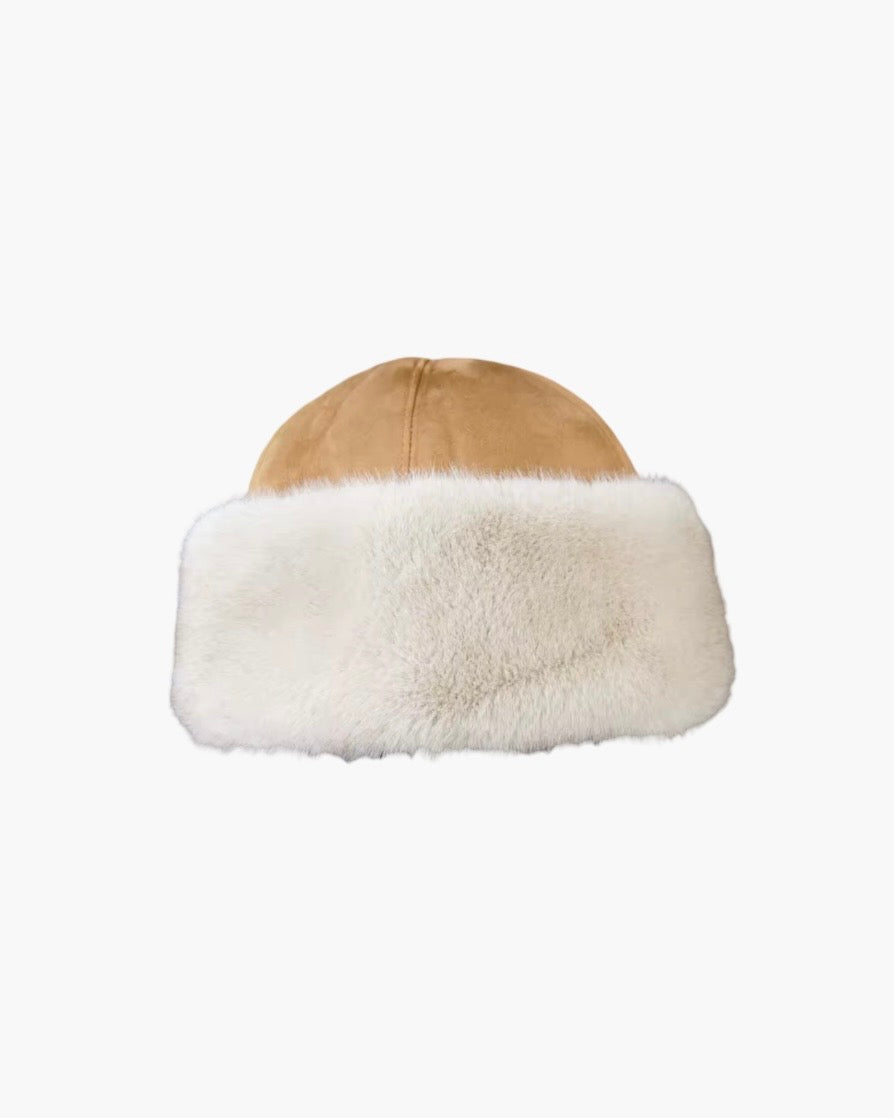 Shearling hat i faux fur mink