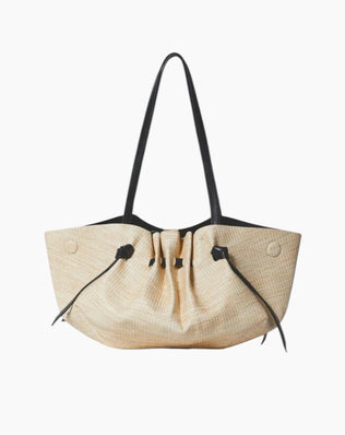 Taske med rynkedetalje og magneter i siden - stof - Beige - Skuldertasker - Khaia