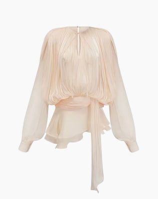 Kjole med bindebånd og ballonærmer - Korte kjoler - Khaia