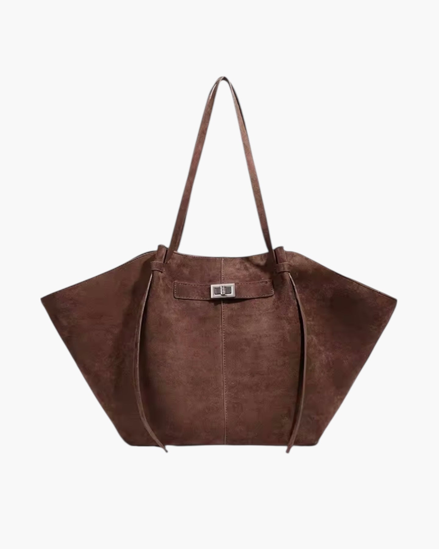 Trapez skuldertaske i ruskind