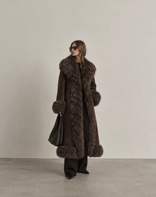Lang shearling pelsjakke
