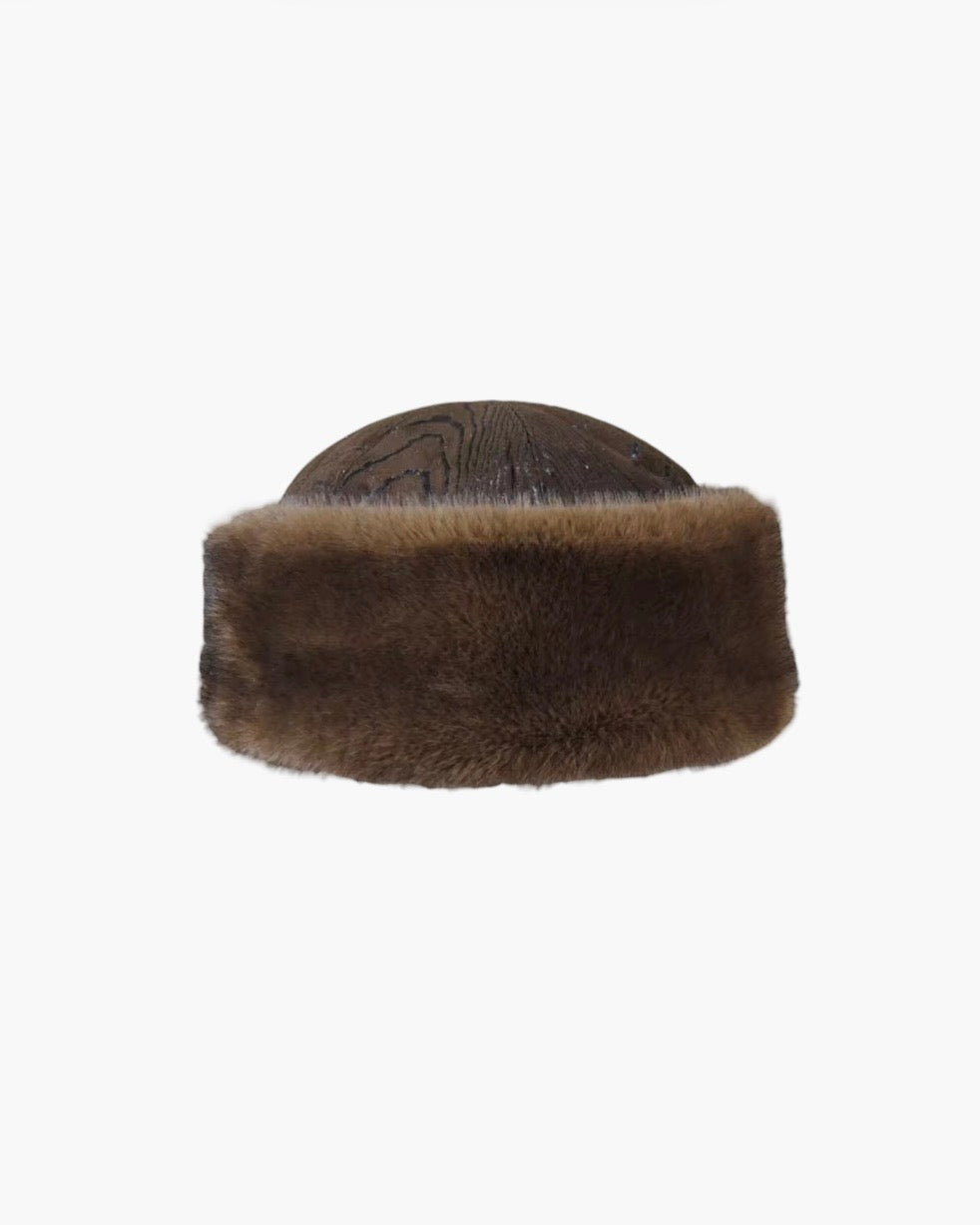 Shearling hat i faux fur mink