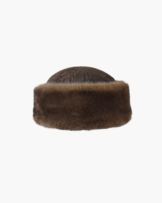 Shearling hat i faux fur mink