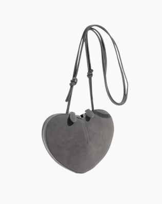 Hjerte taske - Vegansk ruskind - Grå - Små tasker - Khaia
