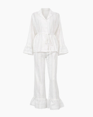 Loungesæt/pyjamas i let strukturvævet kvalitet