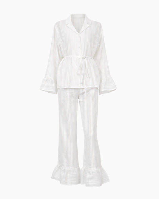 Loungesæt/pyjamas i let strukturvævet kvalitet