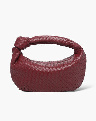 Fiona Flettet Taske - 40 cm - Mørkerød / Sølv - Skuldertasker