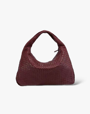 Jessica Flettet Taske - 47 cm - Mørkerød - Skuldertasker