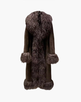 Lang shearling pelsjakke