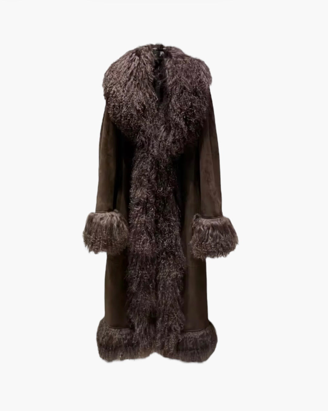 Lang shearling pelsjakke