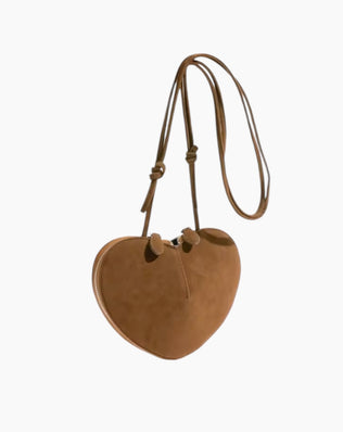 Hjerte taske - Vegansk ruskind - Lysebrun - Små tasker - Khaia