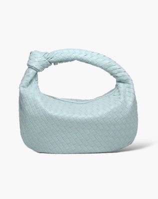 Fiona Flettet Taske - 40 cm - Babyblå / Guld - Skuldertasker