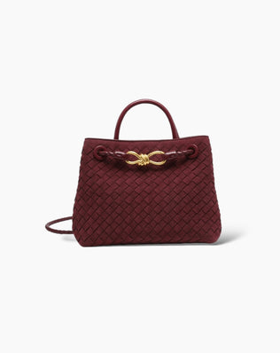 Liva Flettet Taske - Vegansk Ruskind - Mørkerød - Små tasker - Khaia