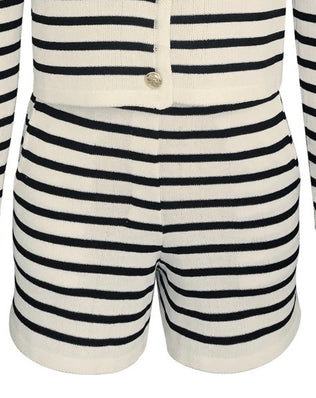 Nina Stribet Strikket Sæt - S / Shorts - Khaia