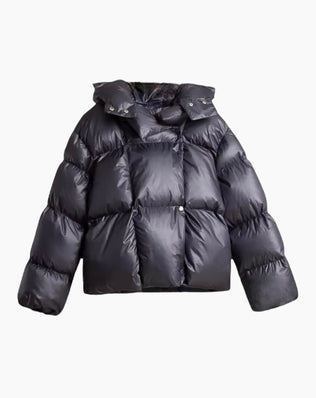 Kort Oversize Puffer Jakke - Mørkegrå / S - Jakker - Khaia