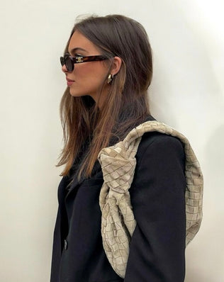 Fiona Flettet Taske - 27 cm (Ægte Ruskind) - Små tasker - Khaia