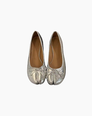 Tabi split-toe ballerinaer med sløjfe