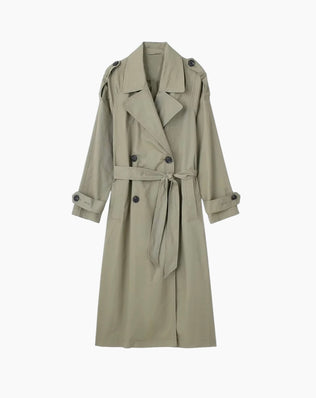 Trenchcoat Med Bælte Double Breasted - Oliven / S - Jakker - Khaia