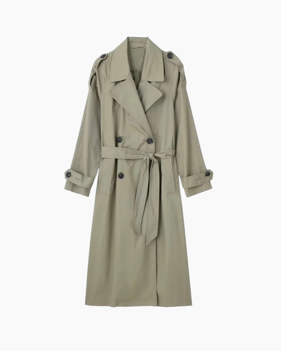 Trenchcoat Med Bælte Double Breasted - Oliven / S - Jakker - Khaia
