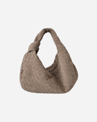 Flettet taske i ægte ruskind - 40 cm