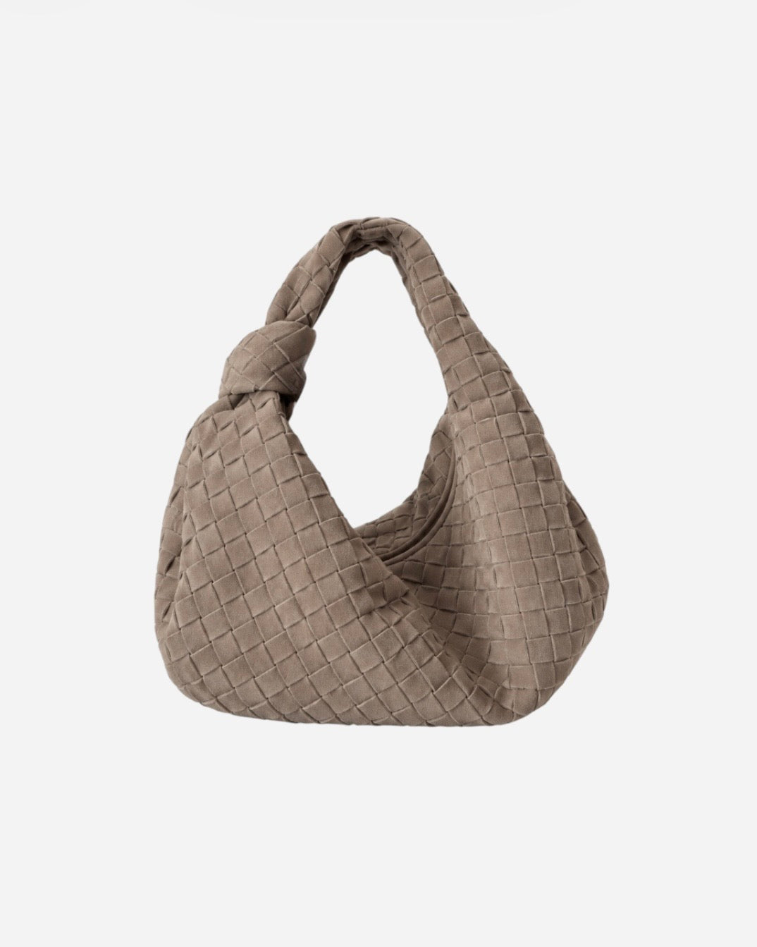 Flettet taske i ægte ruskind - 40 cm