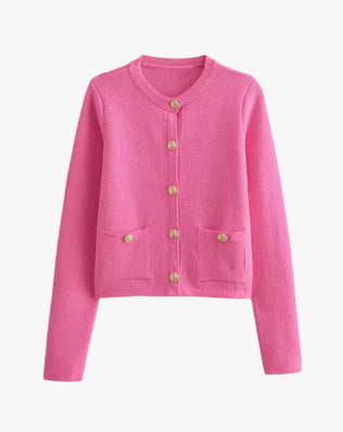Agnes Cardigan Med Guldknapper - Pink / S - Cardigans - Khaia