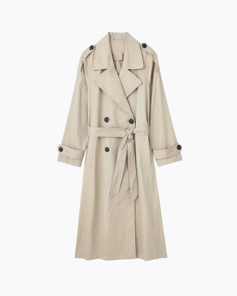 Trenchcoat Med Bælte Double Breasted - Beige / S - Jakker - Khaia