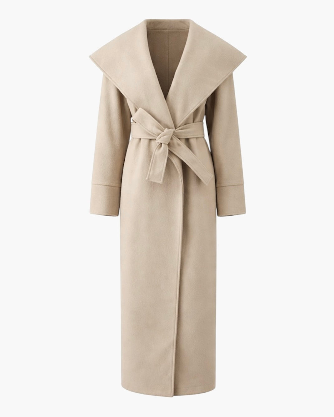 Lang jakke med bred krave