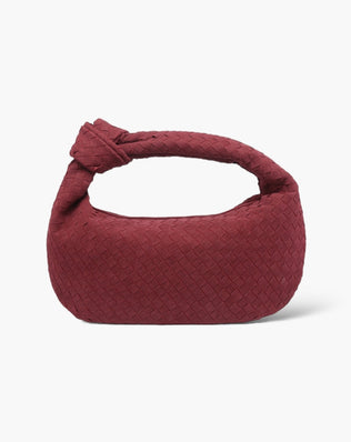 Fiona Flettet Taske - 40 cm (vegansk ruskind) - Mørkerød - Skuldertasker - Khaia