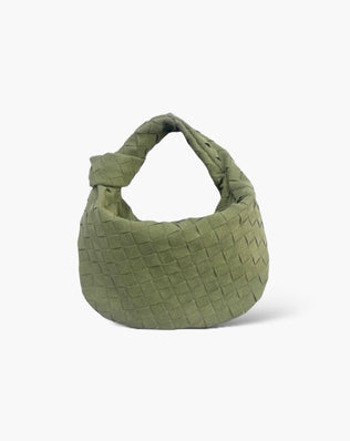 Fiona Flettet Taske - 26 cm (vegansk ruskind) - Oliven - Små tasker - Khaia