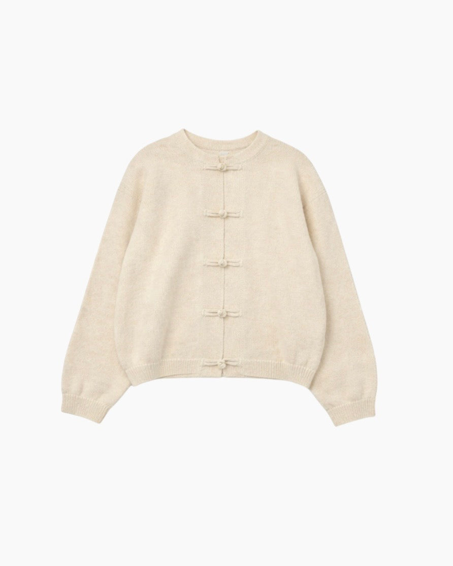 Cardigan med kinesisk-inspireret lukning