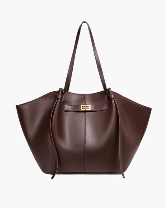 Trapez skuldertaske med guld spænde